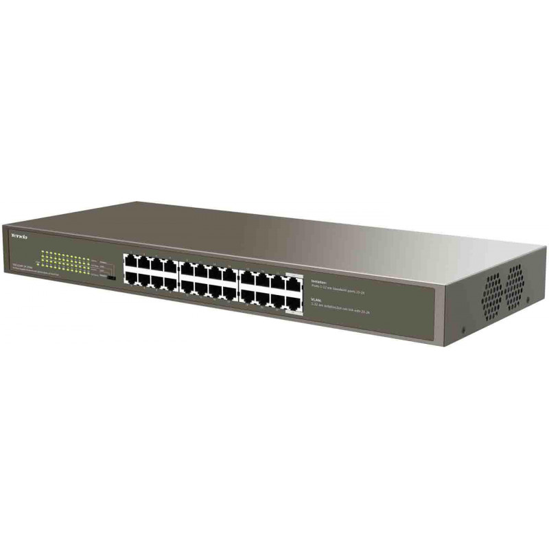 Tenda TEG1124P-24-250W PoE tinklo komutatorius, 24 gigabitiniai prievadai, 250 W
