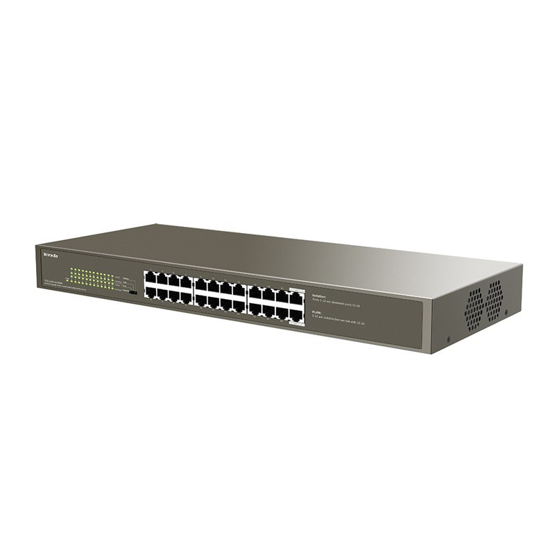 Tenda TEG1124P-24-250W PoE tinklo komutatorius, 24 gigabitiniai prievadai, 250 W
