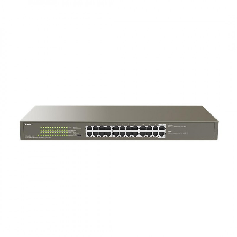 Tenda TEG1124P-24-250W PoE tinklo komutatorius, 24 gigabitiniai prievadai, 250 W
