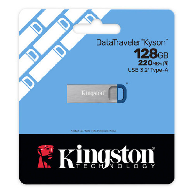 Kingston DataTraveler Kyson DTKNG2/128GB USB raktas, 128 GB, USB 3.2 Gen 1, metalinis