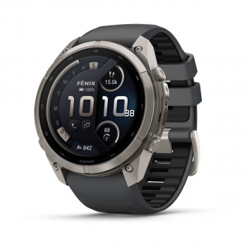 Garmin Fenix 9 Pro inReach išmanusis laikrodis, 51 mm, titaninis korpusas, grafito ir juodos spalvos silikoninis dirželis