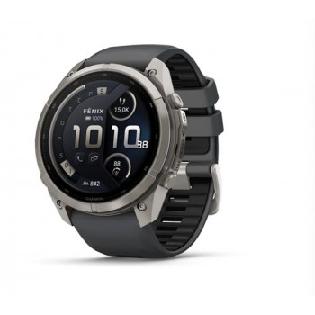 Garmin Fenix 9 Pro inReach išmanusis laikrodis, 51 mm, titaninis korpusas, grafito ir juodos spalvos silikoninis dirželis
