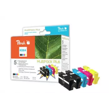 Peach PI300-685 rašalo kasetės HP 364 (5 vnt.), juoda, geltona, žydra, purpurinė, analogas