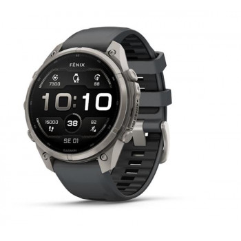 Garmin Fenix 9 Pro išmanusis laikrodis, 47 mm, titaninis korpusas, grafito ir juodos spalvos silikoninis dirželis