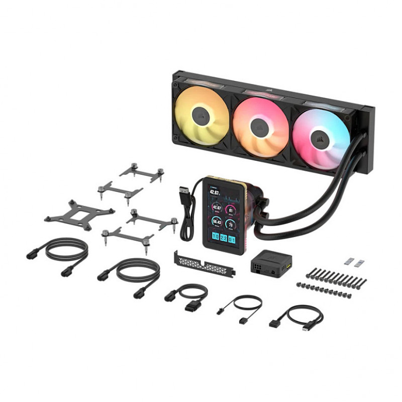 Corsair iCUE LINK TITAN II 360 RX LCD skysčio aušintuvas „viskas viename“, 360 mm, RGB, juodas, CW-9061045-WW