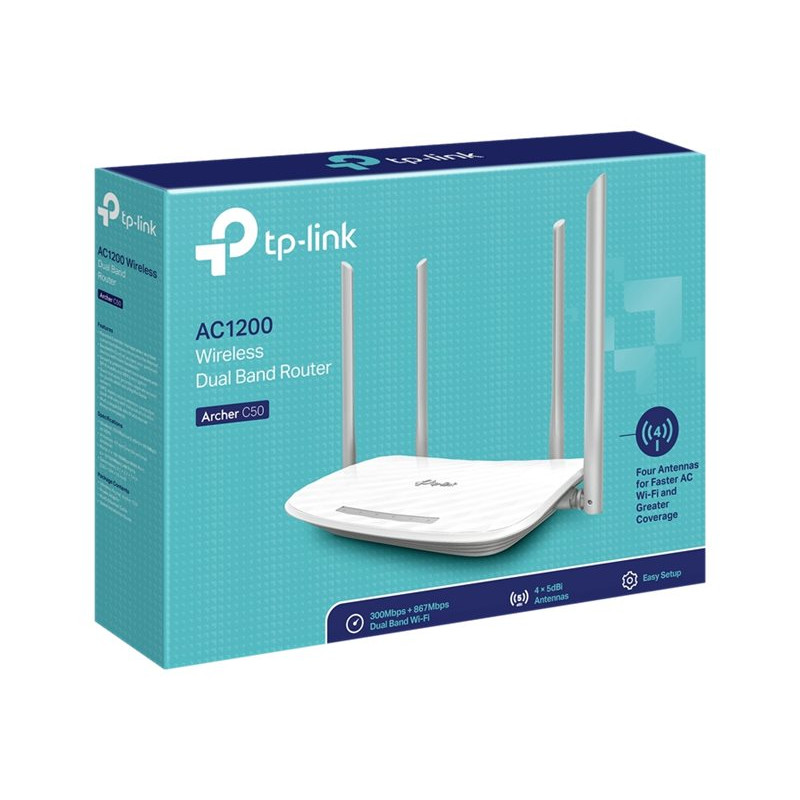 TP-Link Archer C50 (EU) V6.46 bevielis maršrutizatorius, AC1200, dviejų juostų