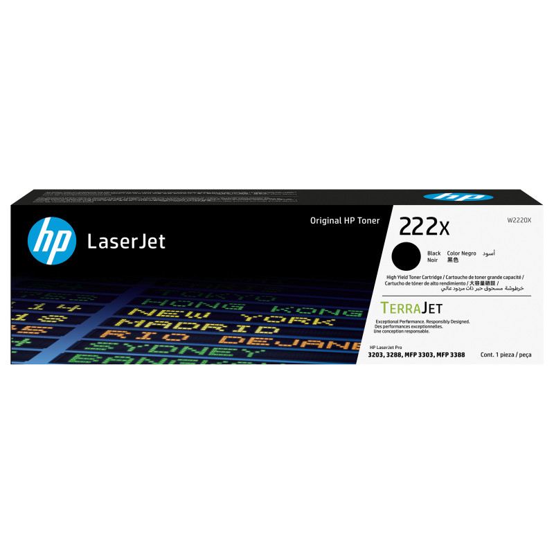 HP 222X W2220X originali didelės talpos „LaserJet“ tonerio kasetė, juodos spalvos