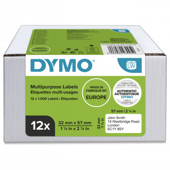 DYMO 2093095 daugiafunkcės LabelWriter etiketės, 32 x 57 mm, 12 ritinių, baltos spalvos