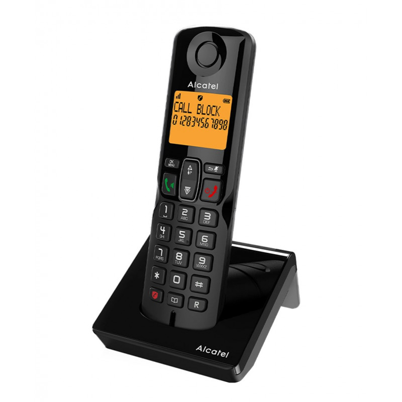 Alcatel S280 EWE DECT belaidis telefonas su garsiakalbio funkcija, juodos spalvos