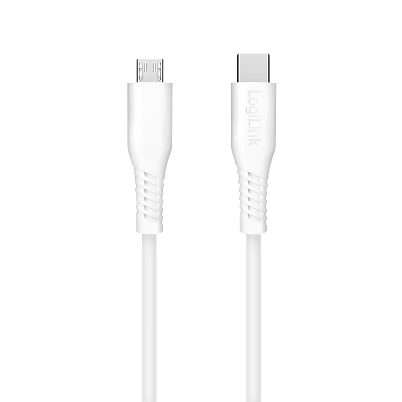LogiLink CU0241 USB 2.0 Type-C laidas, USB-C kištukas – micro USB kištukas, 480 Mbps, 12 W, baltas, 0,5 m