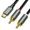 LogiLink CUA0140 USB 2.0 Type-C į 2x RCA kabelis, stereo garso, aliuminio, juodas/sidabrinis, 1 m
