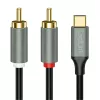 LogiLink CUA0140 USB 2.0 Type-C į 2x RCA kabelis, stereo garso, aliuminio, juodas/sidabrinis, 1 m