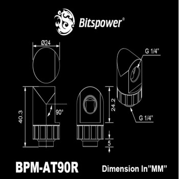 Bitspower Artemis BPM-AT90R-SL sukama 90° jungtis, sidabrinė, apdorota smėliasrove