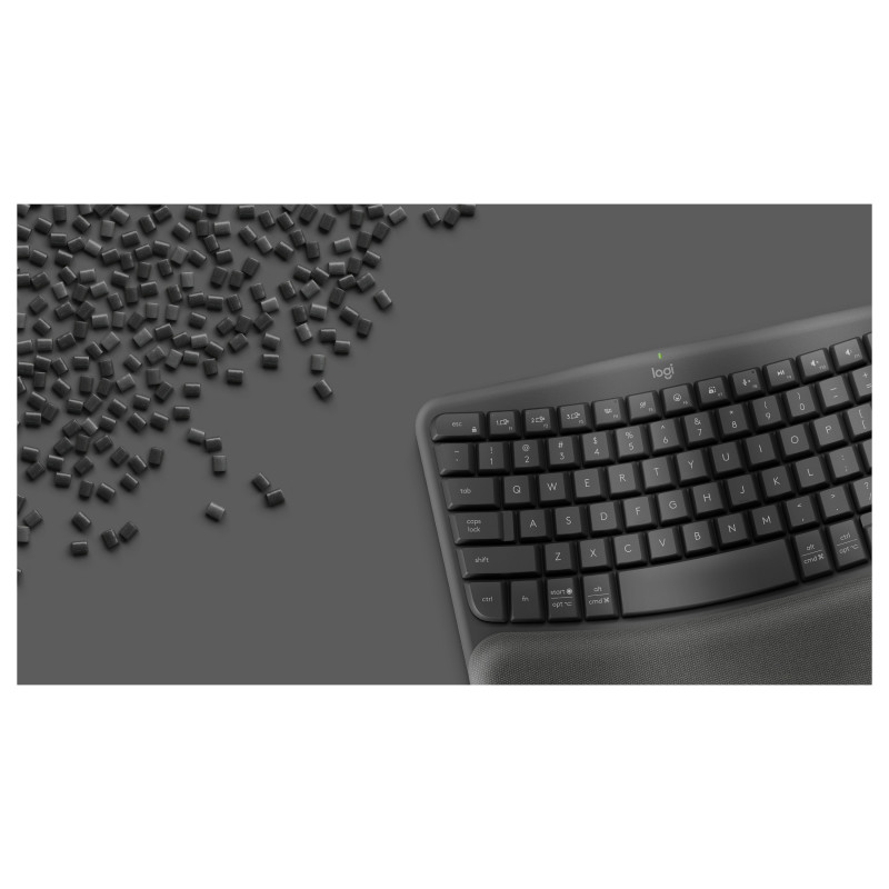 Logitech Wave Keys 920-012289 ergonomiška belaidė klaviatūra, 2,4 GHz / Bluetooth, šveicariškas klavišų išdėstymas (CH), grafitinė