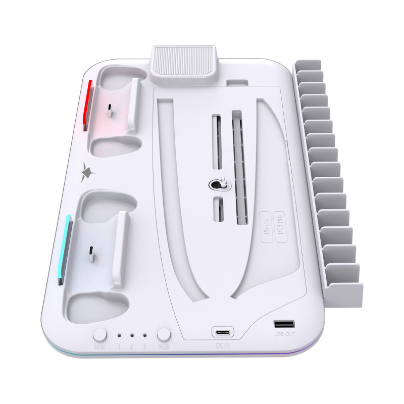 White Shark KIMURA PRO PS5 aušinimo stovas su 2 valdiklių įkrovimo stotelėmis, baltas