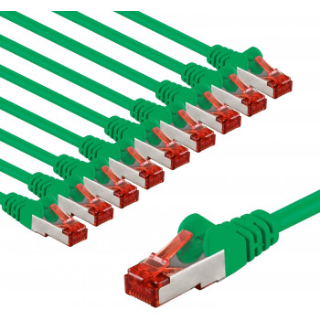 Goobay 67509 CAT 6 tinklo jungiamasis laidas, S/FTP (PiMF), 3 m, žalias, 10 vnt. rinkinys