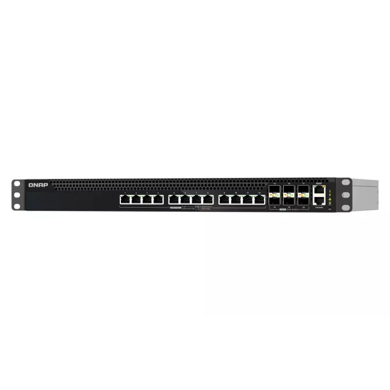 QNAP QSW-M5218P-6F12T valdomasis L3 PoE tinklo jungiklis, 12 x 10G Ethernet RJ-45, montuojamas į 1U stovą