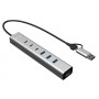 i-tec CAHUBMETAL6LANPD USB-C/USB-A metalinis šakotuvas (hubas), 6 prievadai, Gigabit LAN, Power Delivery 85 W, sidabro spalvos