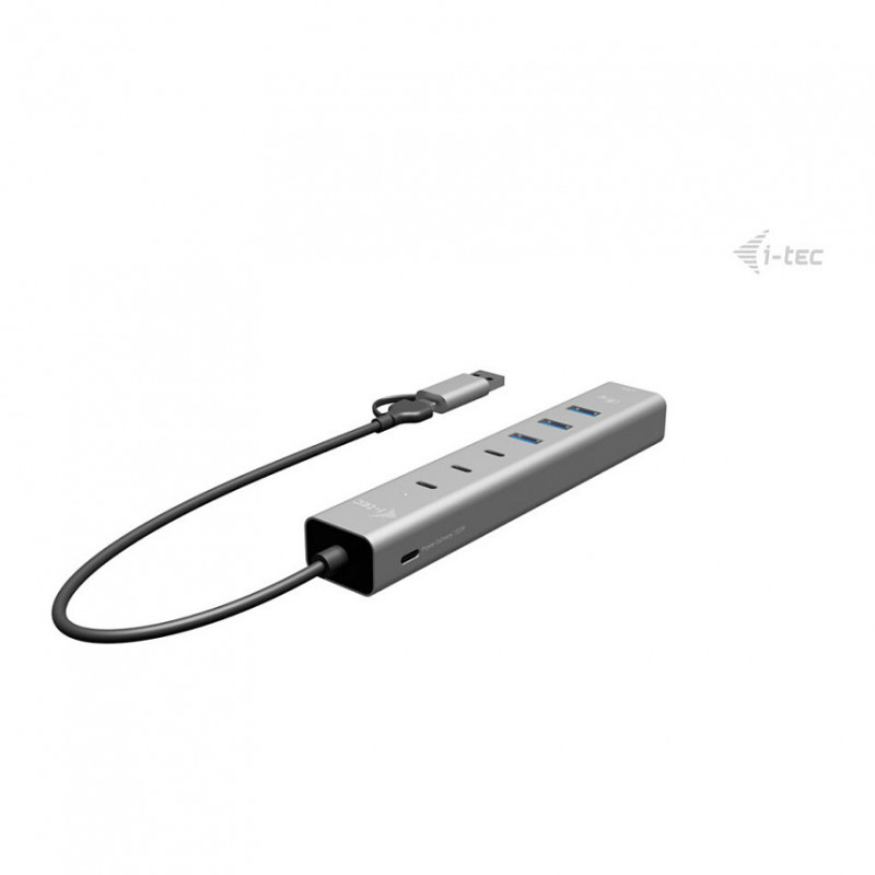 i-tec CAHUBMETAL6LANPD USB-C/USB-A metalinis šakotuvas (hubas), 6 prievadai, Gigabit LAN, Power Delivery 85 W, sidabro spalvos