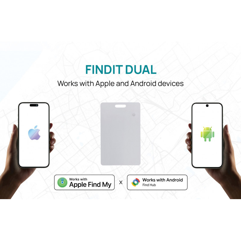 XD Design Connects FindIt Dual RCS kortelės formos sekiklis piniginei, Apple Find My ir Android Find Hub, P301.6403