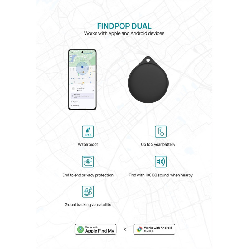 XD Design Connects Findpop Dual ieškiklis, Apple ir Android Find, IPX5, P301.1701