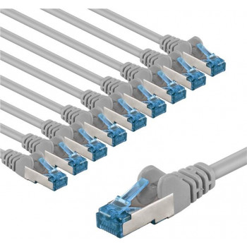Goobay 67525 Cat 6a S/FTP (PiMF) tinklo kabelis, 1 m, pilkas (10 vnt.)