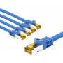 Goobay RJ45 CAT 6A S/FTP (PiMF) tinklo jungiamasis kabelis, 500 MHz, su CAT 7 kabeliu, 5 m, mėlynas (5 vnt.)