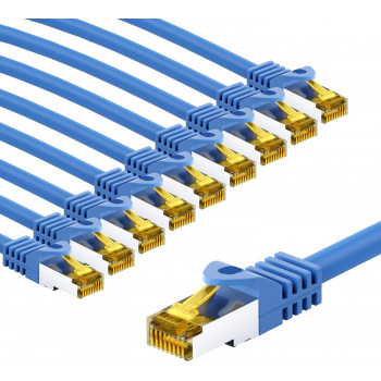 Goobay RJ45 CAT 6A S/FTP (PiMF) tinklo jungiamasis kabelis, 500 MHz, su CAT 7 kabeliu, 3 m, mėlynas (10 vnt.)