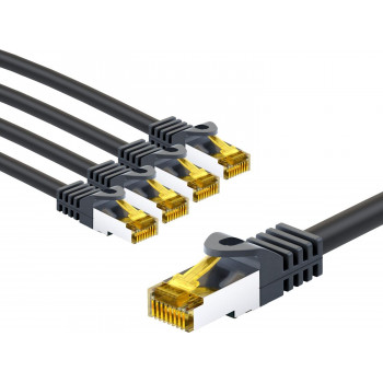Goobay 69405 RJ45 jungiamasis kabelis CAT 6A S/FTP (PiMF), 500 MHz, su CAT 7 kabeliu, 3 m, juodas (5 vnt.)