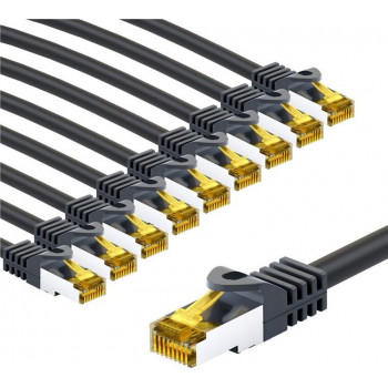 Goobay 69413 RJ45 jungiamasis kabelis CAT 6A S/FTP (PiMF), 500 MHz, su CAT 7 kabeliu, 1 m, juodas