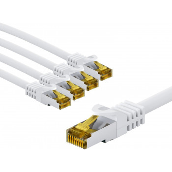 Goobay 69424 RJ45 jungiamasis kabelis CAT 6A S/FTP (PiMF), 500 MHz, su CAT 7 kabeliu, 2 m, baltas (5 vnt.)