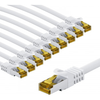 Goobay 69450 RJ45 jungiamasis kabelis CAT 6A S/FTP (PiMF) su CAT 7 kabeliu, 3 m, baltas (10 vnt.)