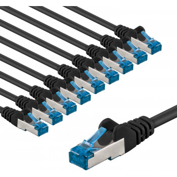 Goobay 67543 CAT 6A jungiamasis kabelis, S/FTP (PiMF), 3 m, juodas (10 vnt.)