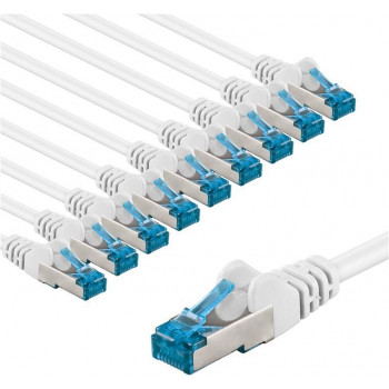 Goobay 67549 CAT 6A jungiamasis kabelis, S/FTP (PiMF), 1 m, baltas, varinė gysla (CU) (10 vnt.)