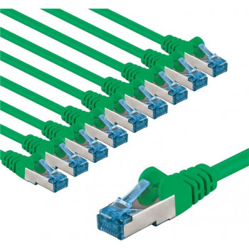 Goobay CAT 6A komutacinis kabelis, S/FTP (PiMF), 2 m, žalias, vario laidininkas (CU), 10 vnt.