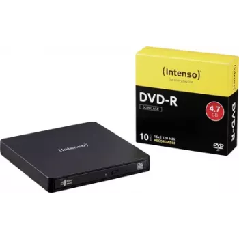 Intenso rinkinys su išoriniu DVD įrašikliu, Micro-USB B (USB 3.2 Gen 1), mažmeninė pakuotė, juodas