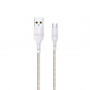 WINX LINK Simple USB į Micro USB laidas, nailoninis pynimas, 1 m, baltas