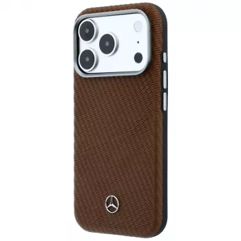Mercedes Mer008906 odinis pusiau apgaubiantis dėkliukas su medžio efektu, MagSafe, tinka iPhone 18 Pro Max / 17 Pro Max, kupranugario spalvos