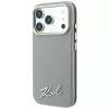Karl Lagerfeld Saffiano Small Script Metal Logo MagSafe telefono dėklas, skirtas iPhone 18 Pro / 17 Pro, smėlio spalvos