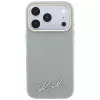 Karl Lagerfeld Saffiano Small Script Metal Logo MagSafe telefono dėklas, skirtas iPhone 18 Pro / 17 Pro, smėlio spalvos