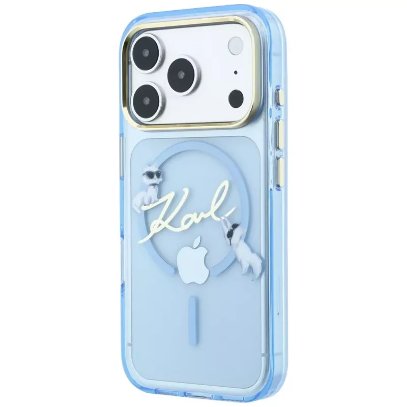 Karl Lagerfeld Script Logo MagSafe telefono dėklas, skirtas iPhone 18 Pro / 17 Pro, šviesiai mėlynas