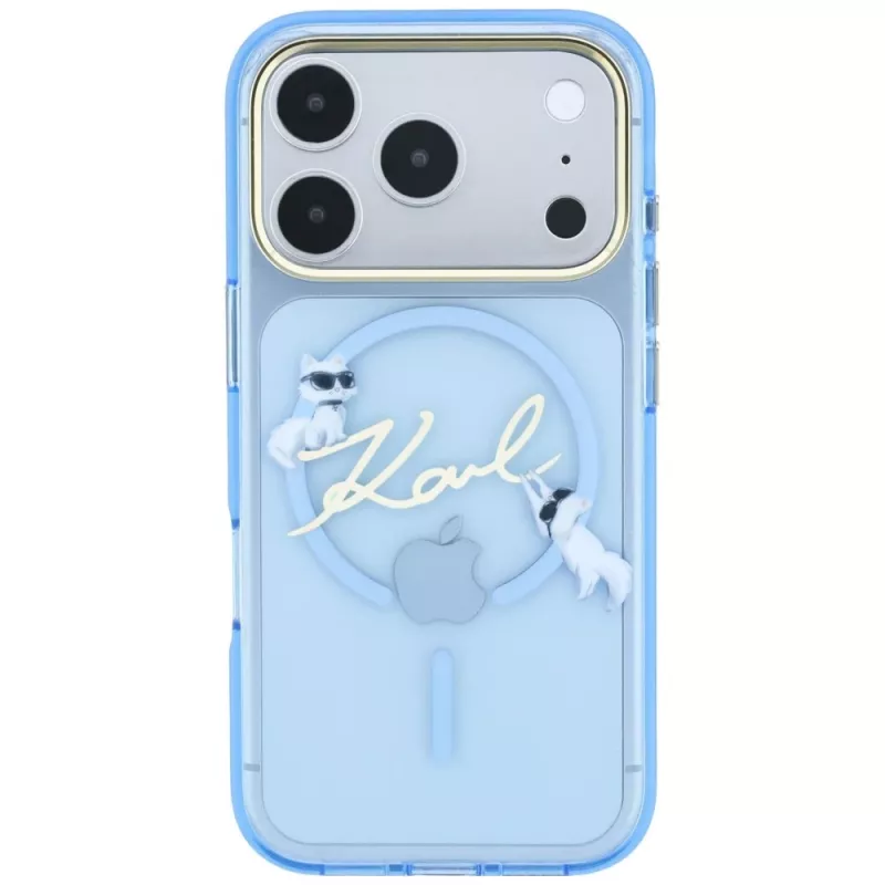 Karl Lagerfeld Script Logo MagSafe telefono dėklas, skirtas iPhone 18 Pro / 17 Pro, šviesiai mėlynas