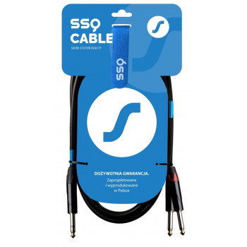 SSQ JSJM1 SS-1452 garso laidas, stereo jack į 2x mono jack, 1 m, juodas