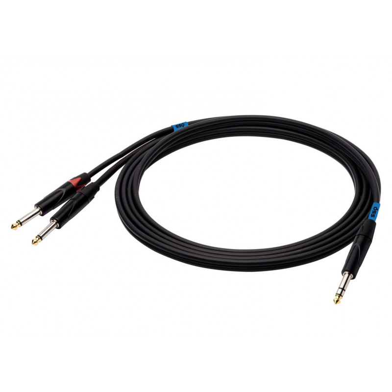 SSQ JSJM1 SS-1452 garso laidas, stereo jack į 2x mono jack, 1 m, juodas