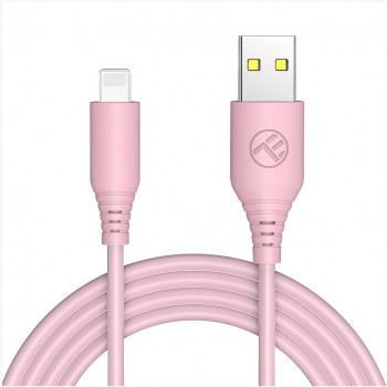 Tellur silikoninis laidas USB į Lightning, 3 A, 1 m, rožinis