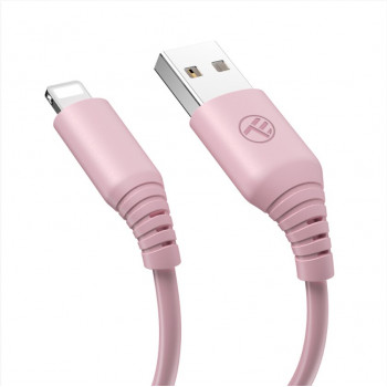 Tellur silikoninis laidas USB į Lightning, 3 A, 1 m, rožinis