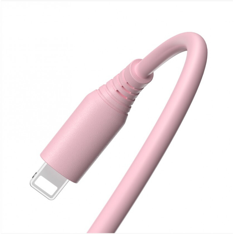 Tellur silikoninis laidas USB į Lightning, 3 A, 1 m, rožinis