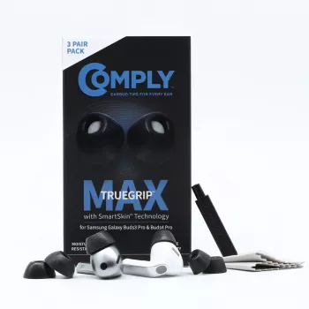 Comply MAX ausinių antgaliai, skirti Galaxy Buds3 Pro, juodi, mažo dydžio (S)