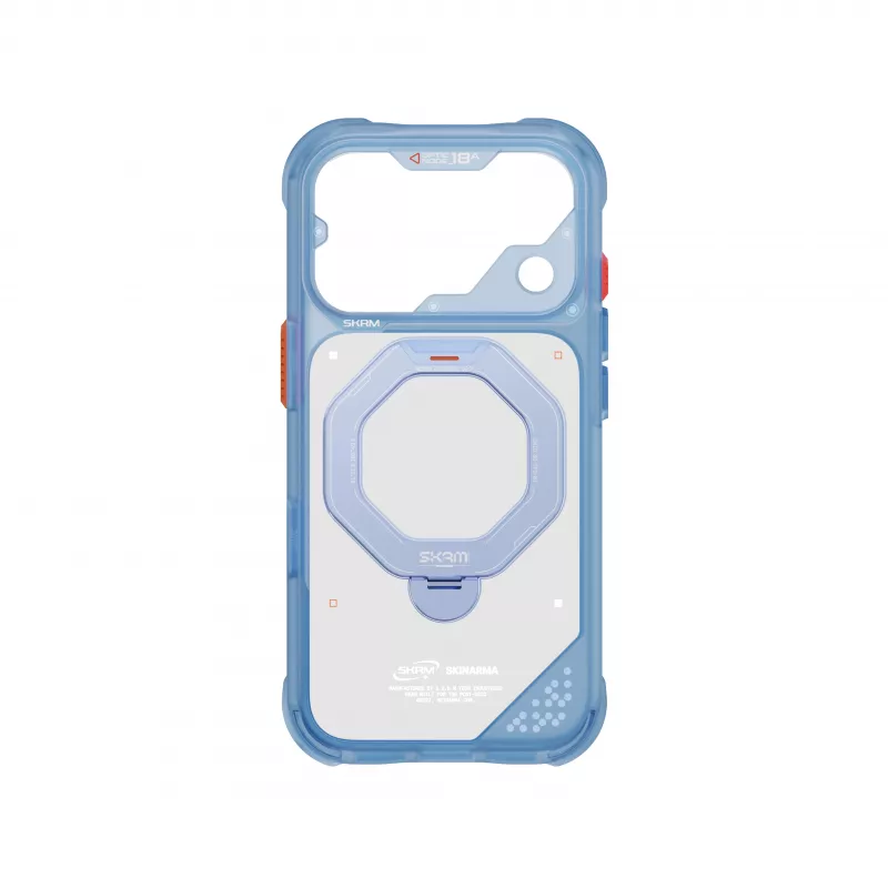 Skinarma Saturn Skin000483 telefono dėklas su MagSafe ir RotatingKick Stand, skirtas iPhone 18 Pro / 17 Pro, mėlynas