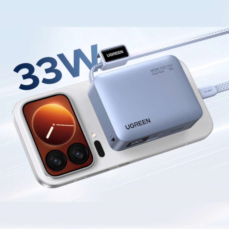 Ugreen PB584 nešiojama baterija 10000 mAh, pilka